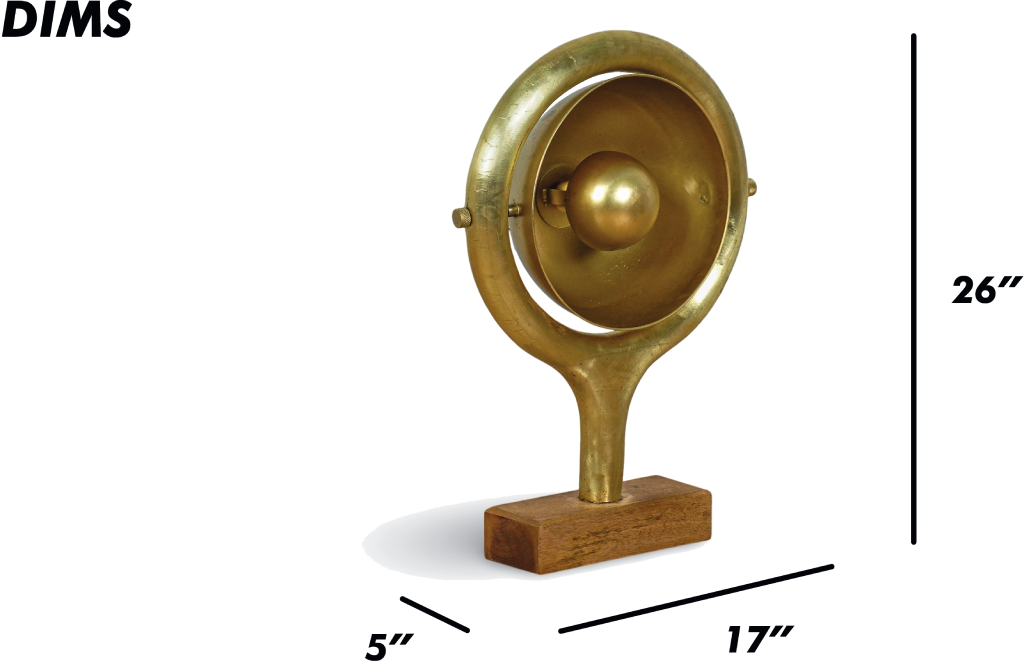 Gold Table Lamp with Wooden Base