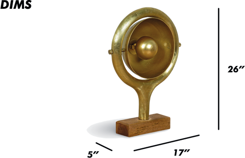Gold Table Lamp with Wooden Base