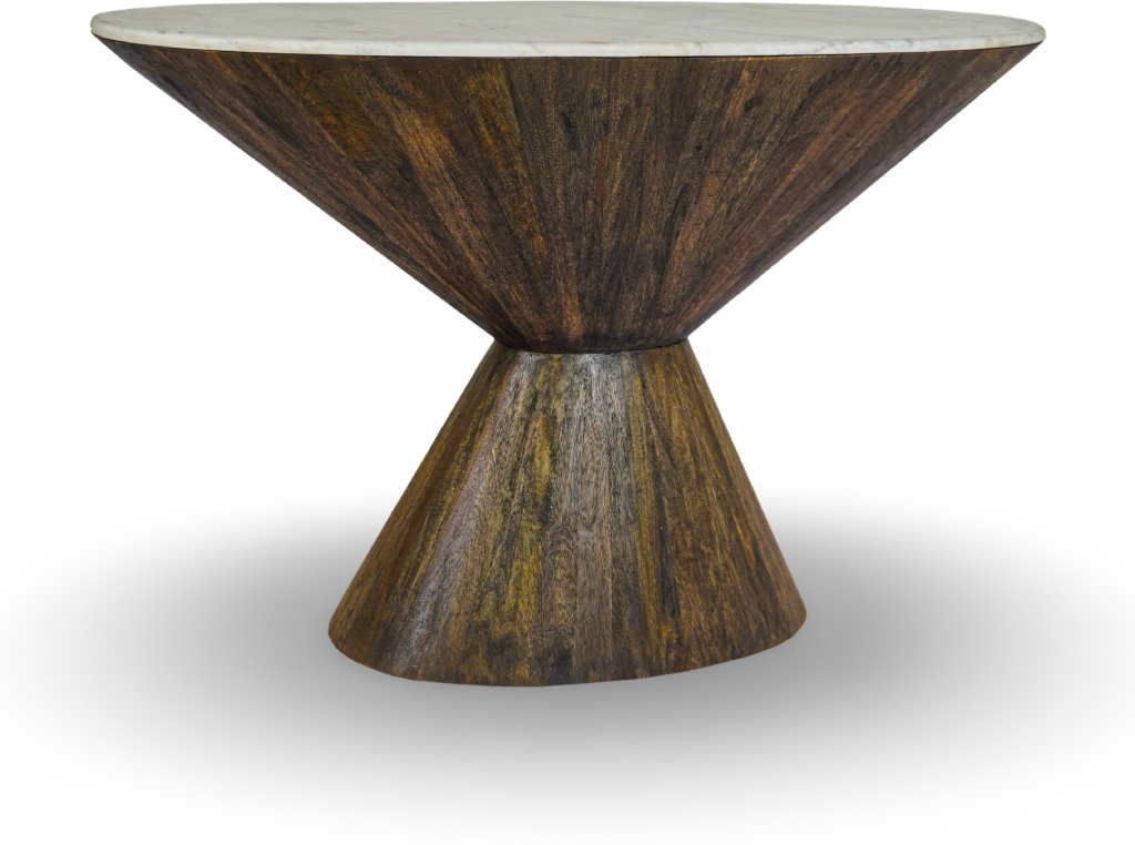 Natural Wood Sculptural Console Table