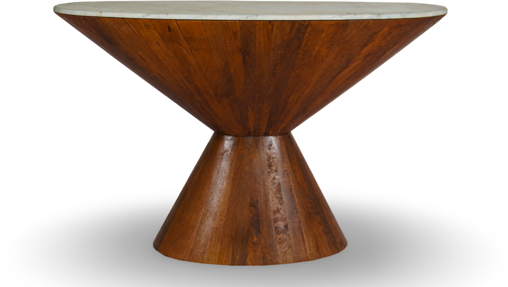 Natural Wood Sculptural Console Table