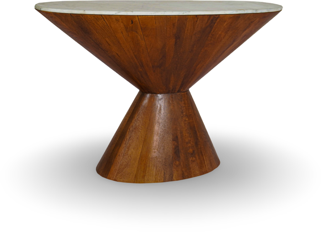 Natural Wood Sculptural Console Table