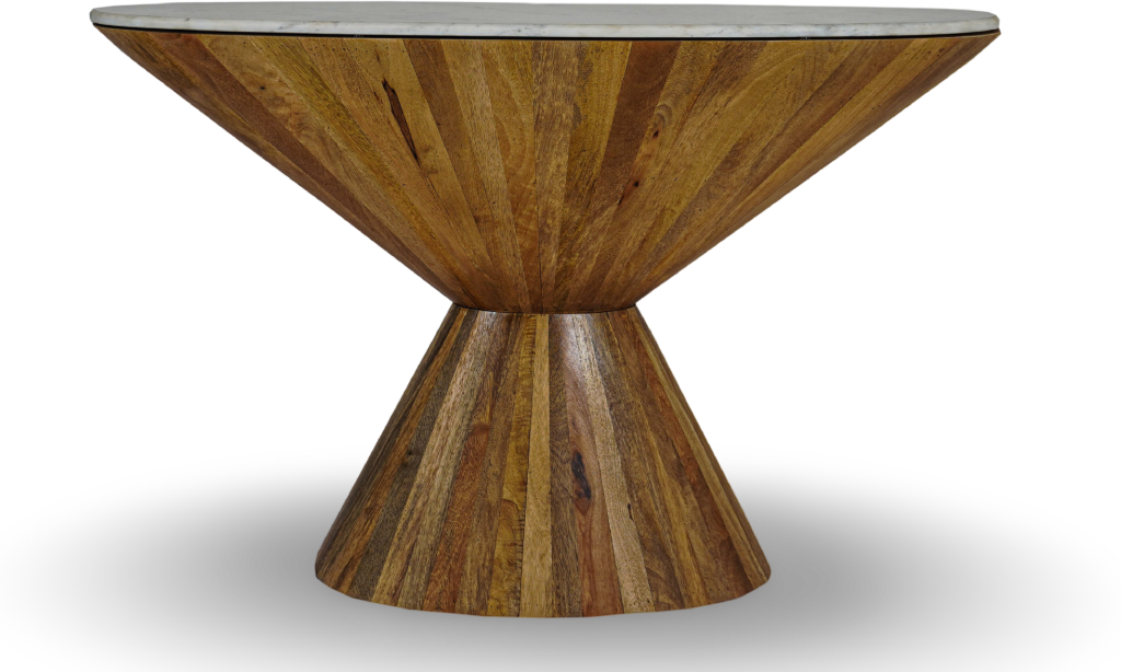 Natural Wood Sculptural Console Table
