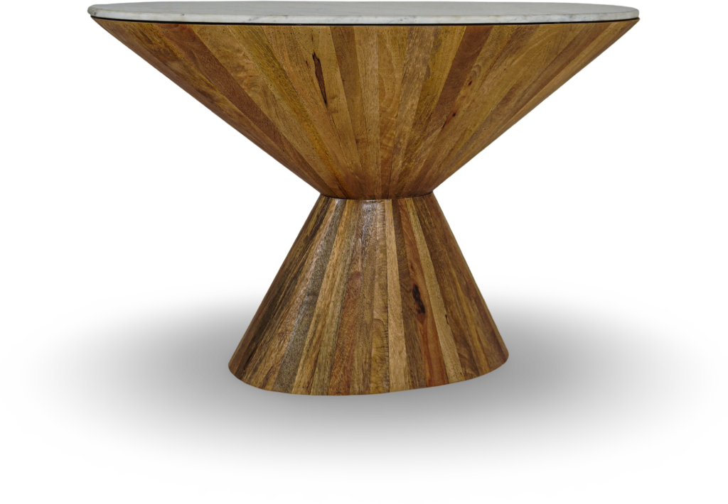 Natural Wood Sculptural Console Table