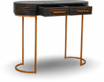 Natural Wood Console Table with Brass Legs