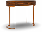 Natural Wood Console Table with Brass Legs