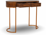 Natural Wood Console Table with Brass Legs
