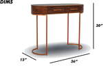 Natural Wood Console Table with Brass Legs