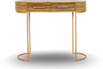 Natural Wood Console Table with Brass Legs
