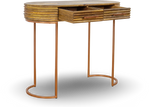 Natural Wood Console Table with Brass Legs