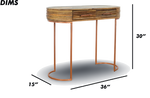 Natural Wood Console Table with Brass Legs