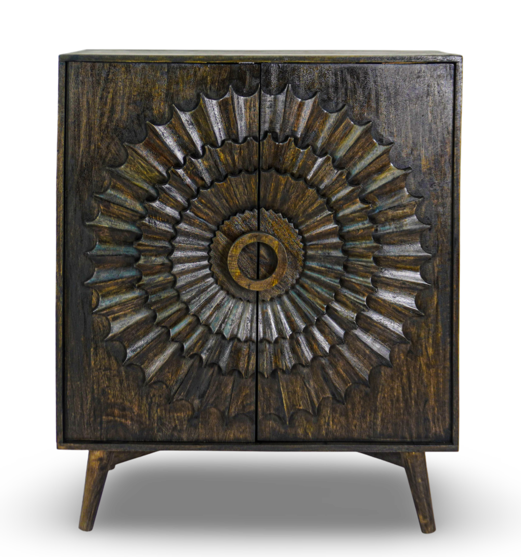 Grey Mandala Bar Cabinet