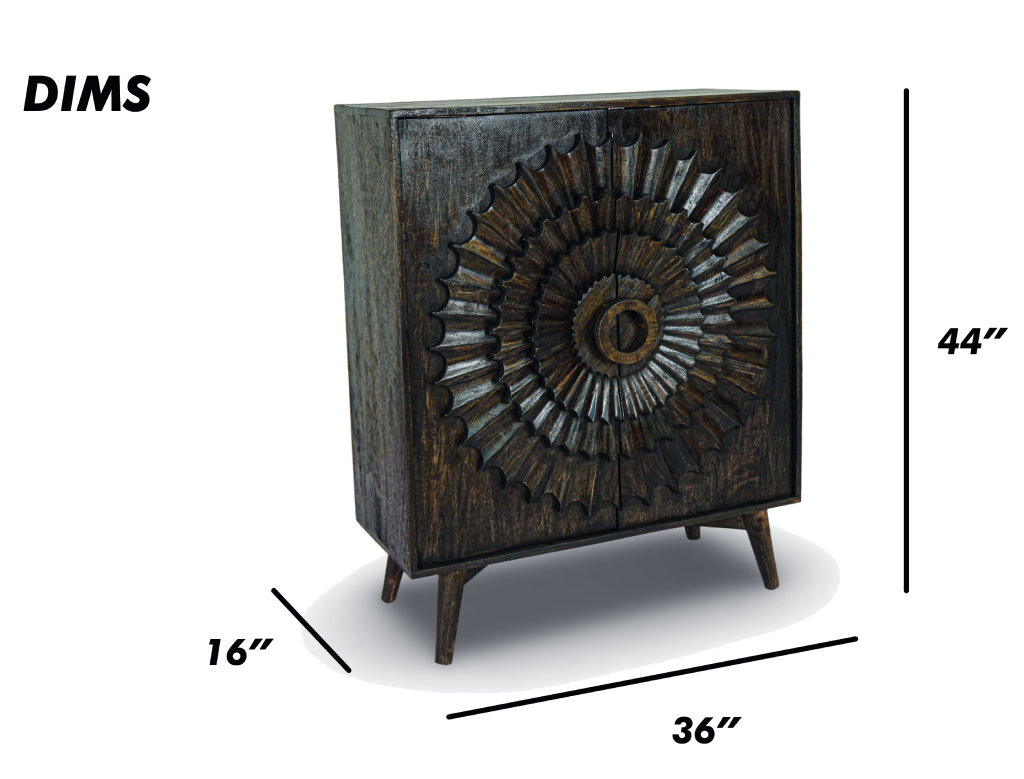 Grey Mandala Bar Cabinet