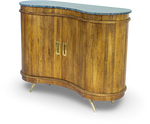 Curved Wooden Bar Cabinet with Marble Top