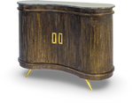 Curved Wooden Bar Cabinet with Marble Top