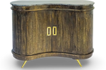 Curved Wooden Bar Cabinet with Marble Top
