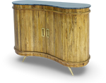 Curved Wooden Bar Cabinet with Marble Top