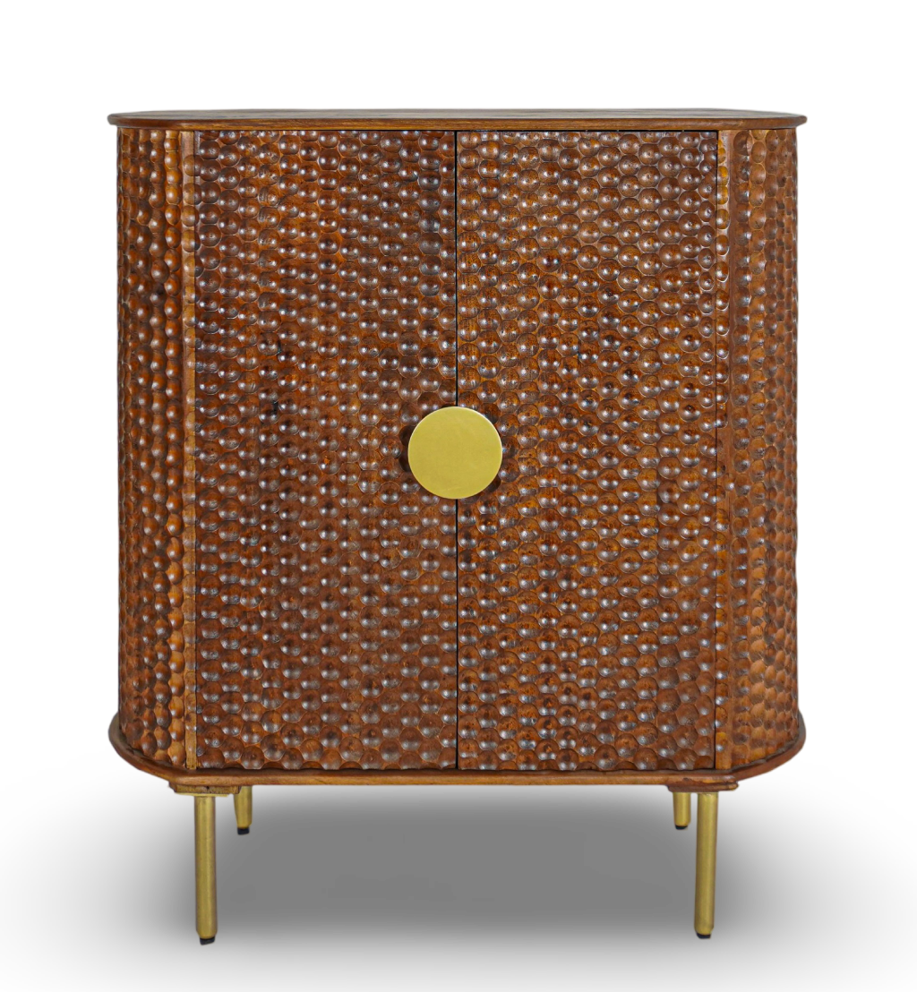 Brown Textured Copper Bar Cabinet