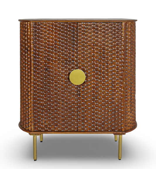 Brown Textured Copper Bar Cabinet