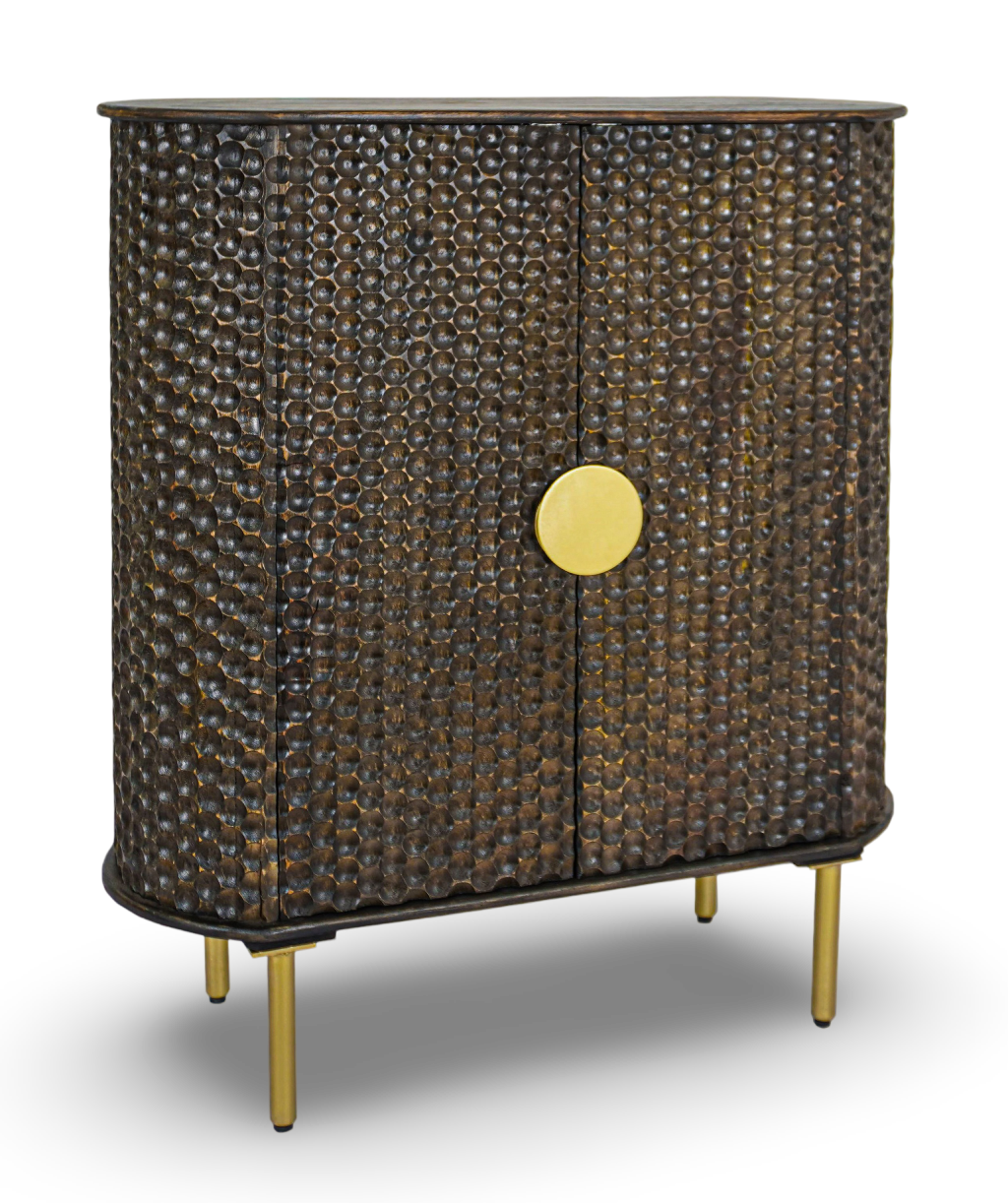 Grey wash Textured Copper Bar Cabinet
