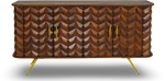 Mid-Century Chevron Wood Sideboard