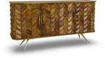 Mid-Century Chevron Wood Sideboard