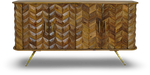 Mid-Century Chevron Wood Sideboard