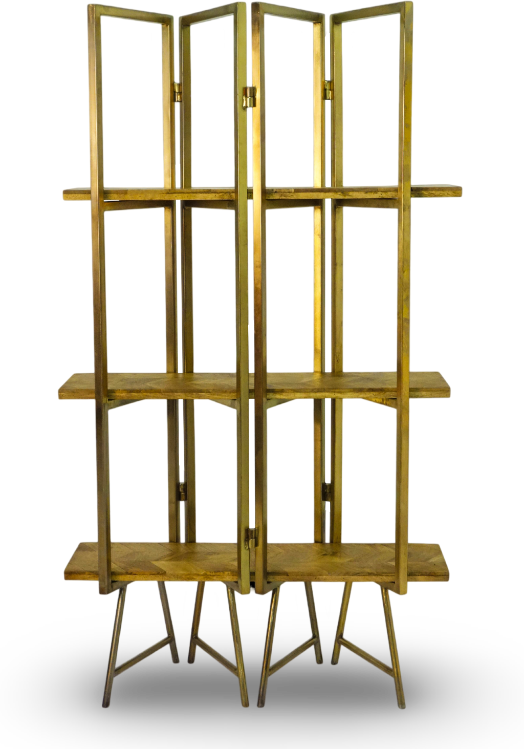 Geometric Metal and Wood Bookshelf