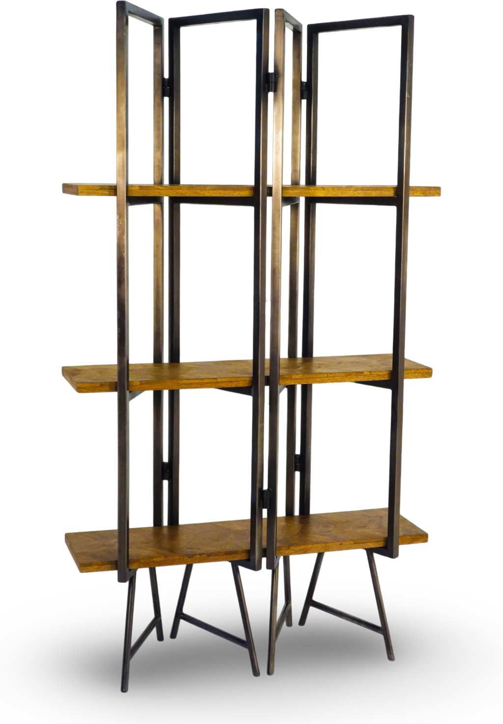 Geometric Metal and Wood Bookshelf