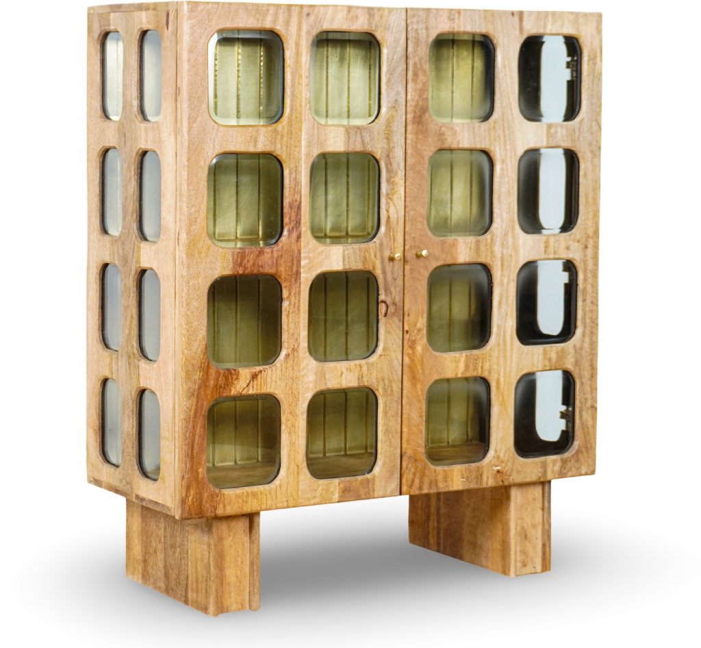 Natural Grid Bar Cabinet