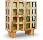 Grey Brush Grid Bar Cabinet