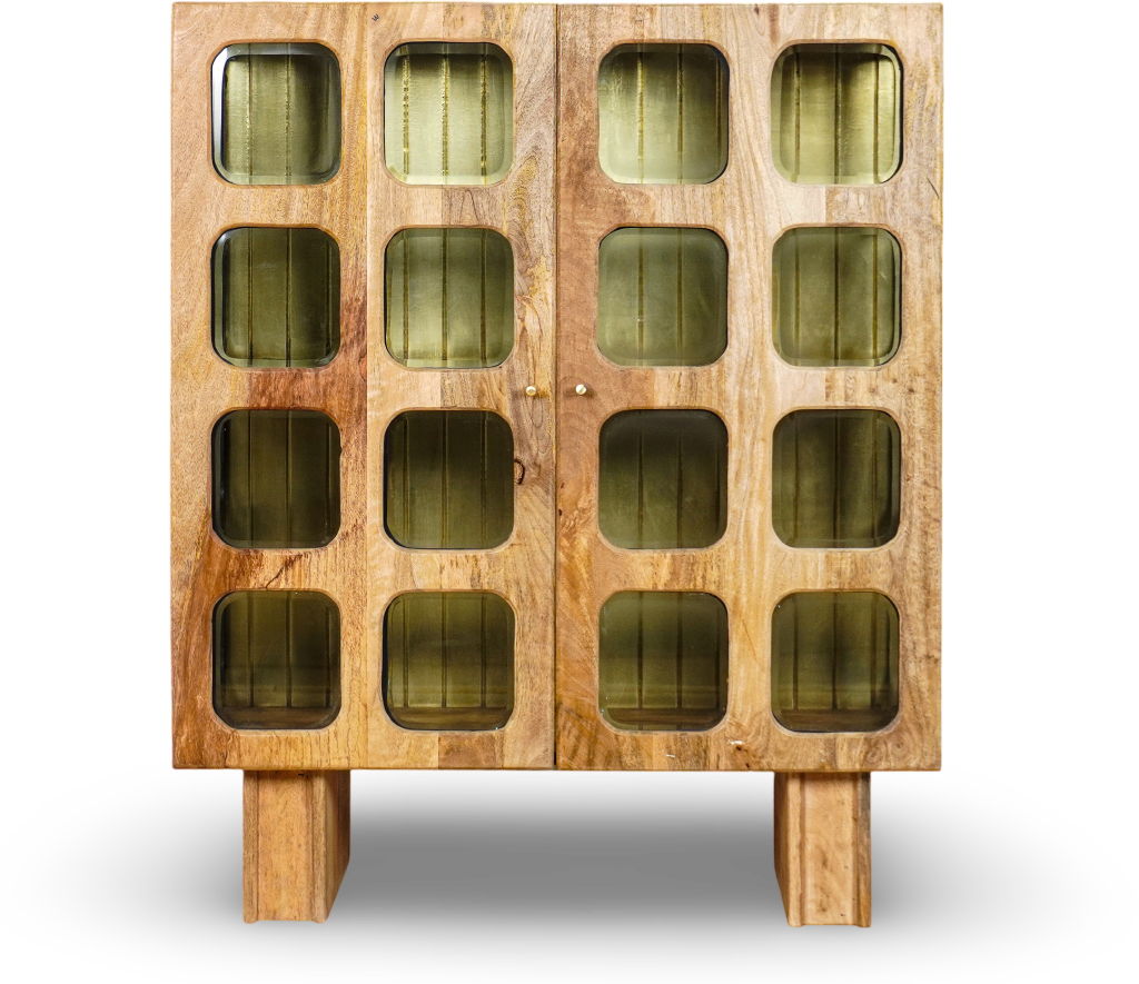 Natural Grid Bar Cabinet