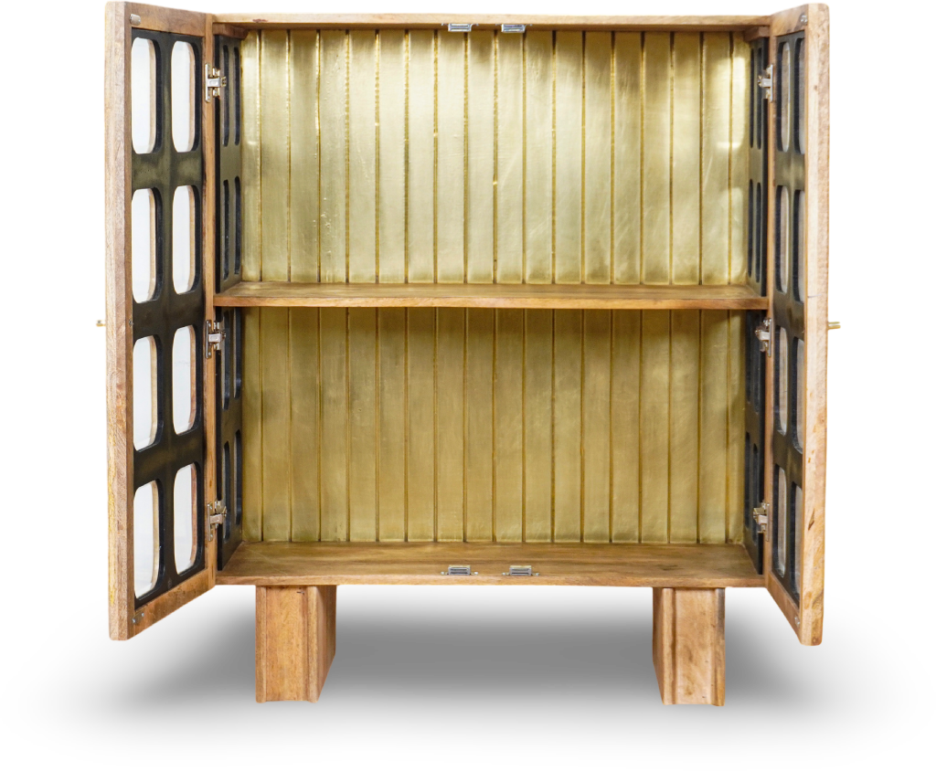 Natural Grid Bar Cabinet