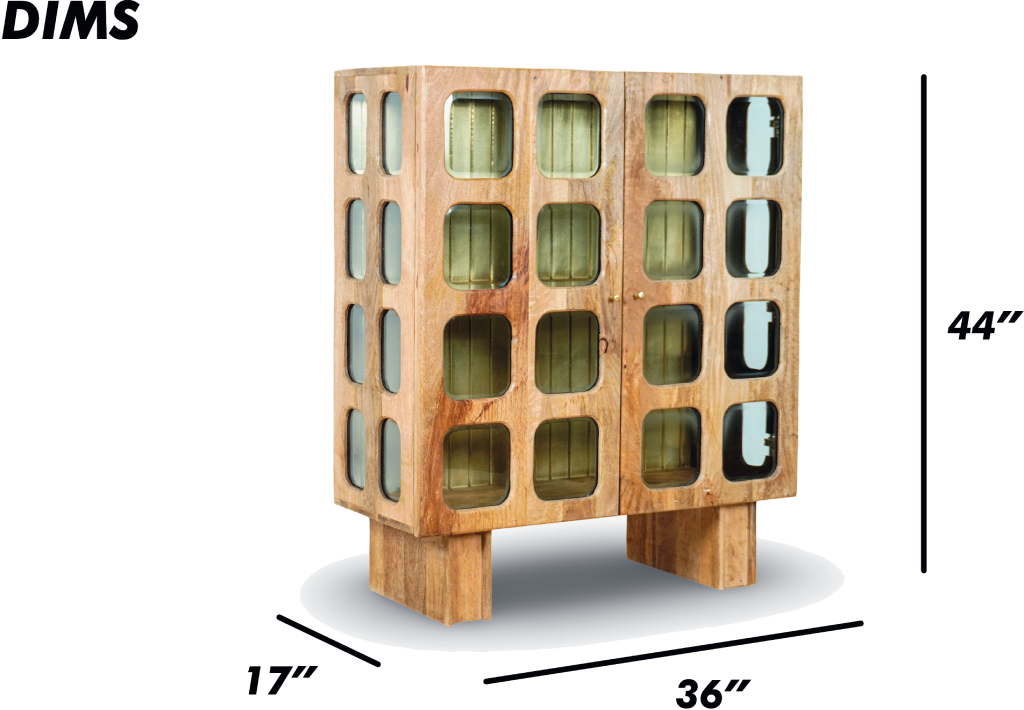 Natural Grid Bar Cabinet
