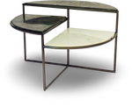 Tiered Semi Circular Coffee Table with Marble Surfaces