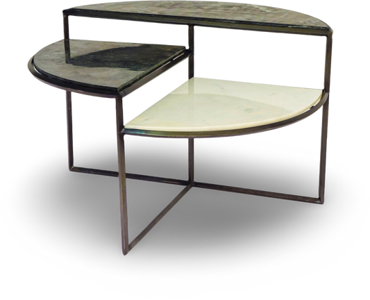 Tiered Semi Circular Coffee Table with Marble Surfaces