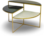 Tiered Semi Circular Coffee Table with Marble Surfaces