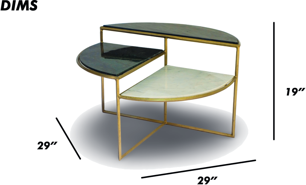 Tiered Semi Circular Coffee Table with Marble Surfaces