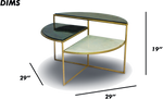 Tiered Semi Circular Coffee Table with Marble Surfaces