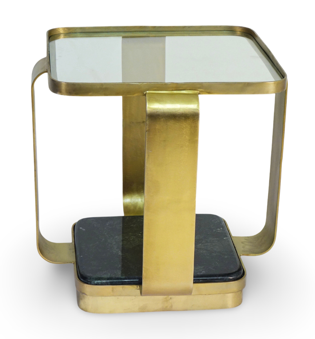 Modern Glass and Marble Base Side Table