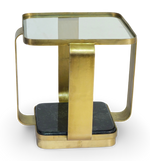 Modern Glass and Marble Base Side Table