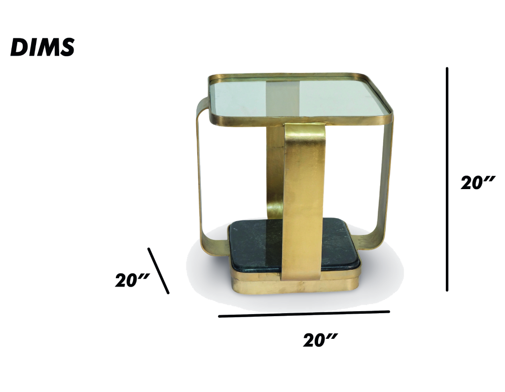Modern Glass and Marble Base Side Table