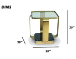 Modern Glass and Marble Base Side Table