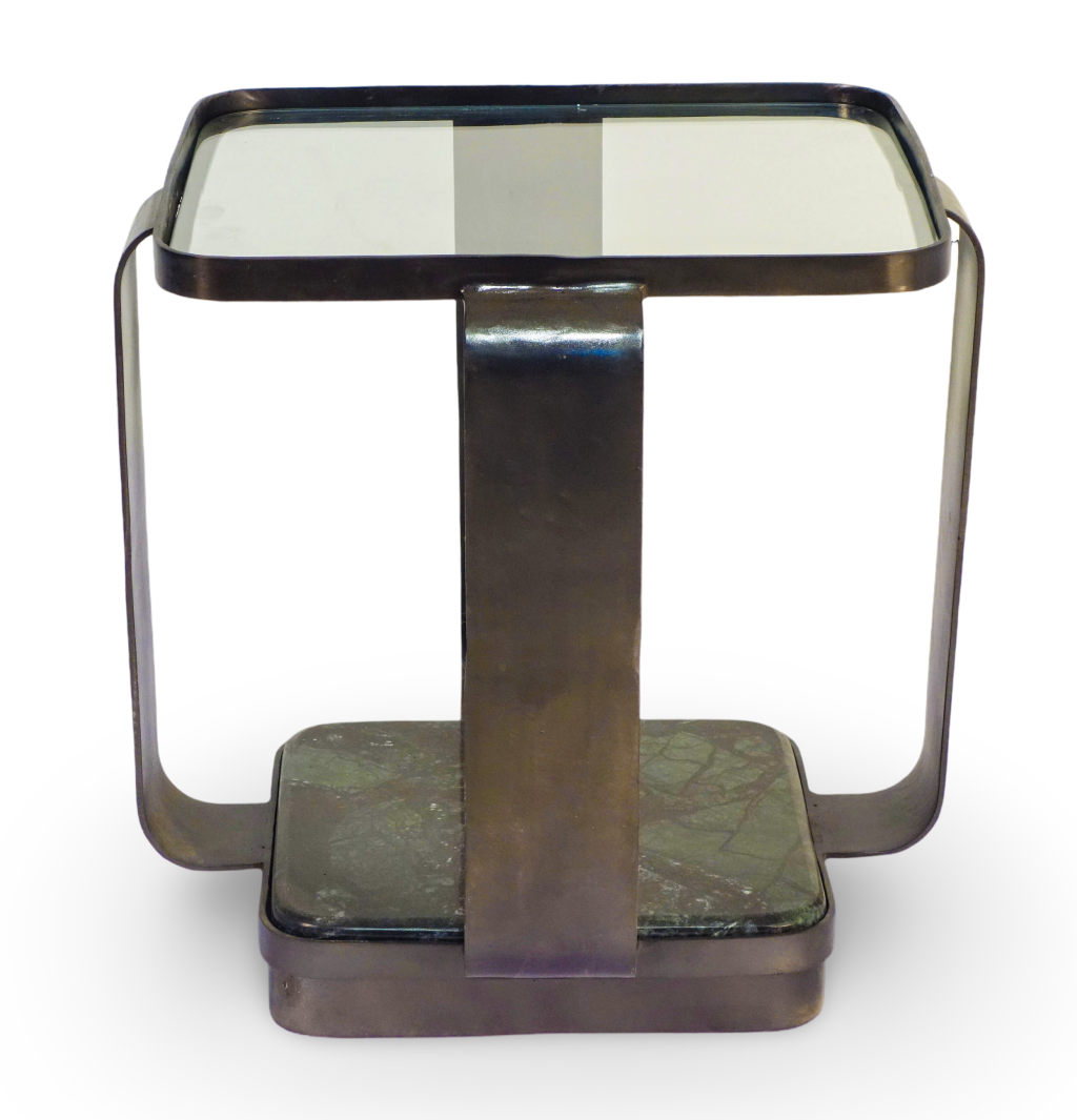 Modern Glass and Marble Base Side Table
