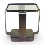 Modern Glass and Marble Base Side Table