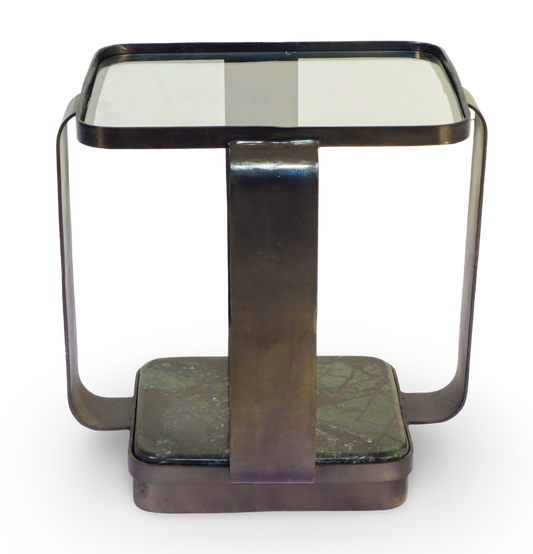 Modern Glass and Marble Base Side Table