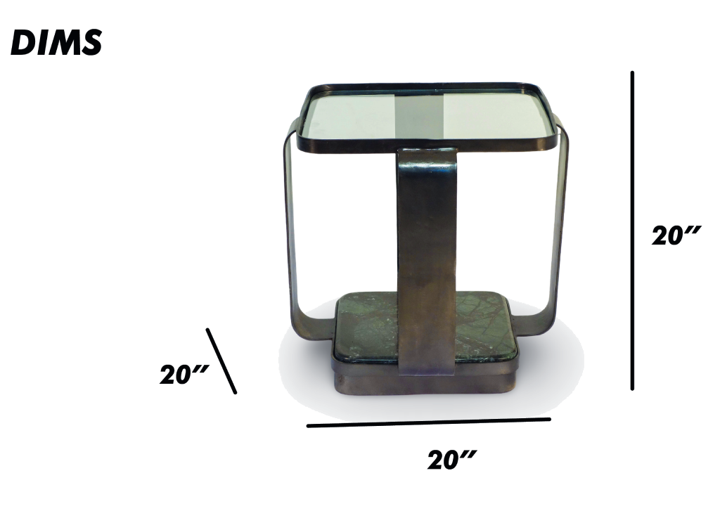 Modern Glass and Marble Base Side Table