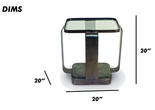 Modern Glass and Marble Base Side Table