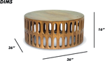 Round Wooden Coffee Table with Cutout Design