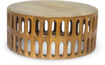 Round Wooden Coffee Table with Cutout Design