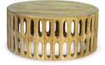 Round Wooden Coffee Table with Cutout Design